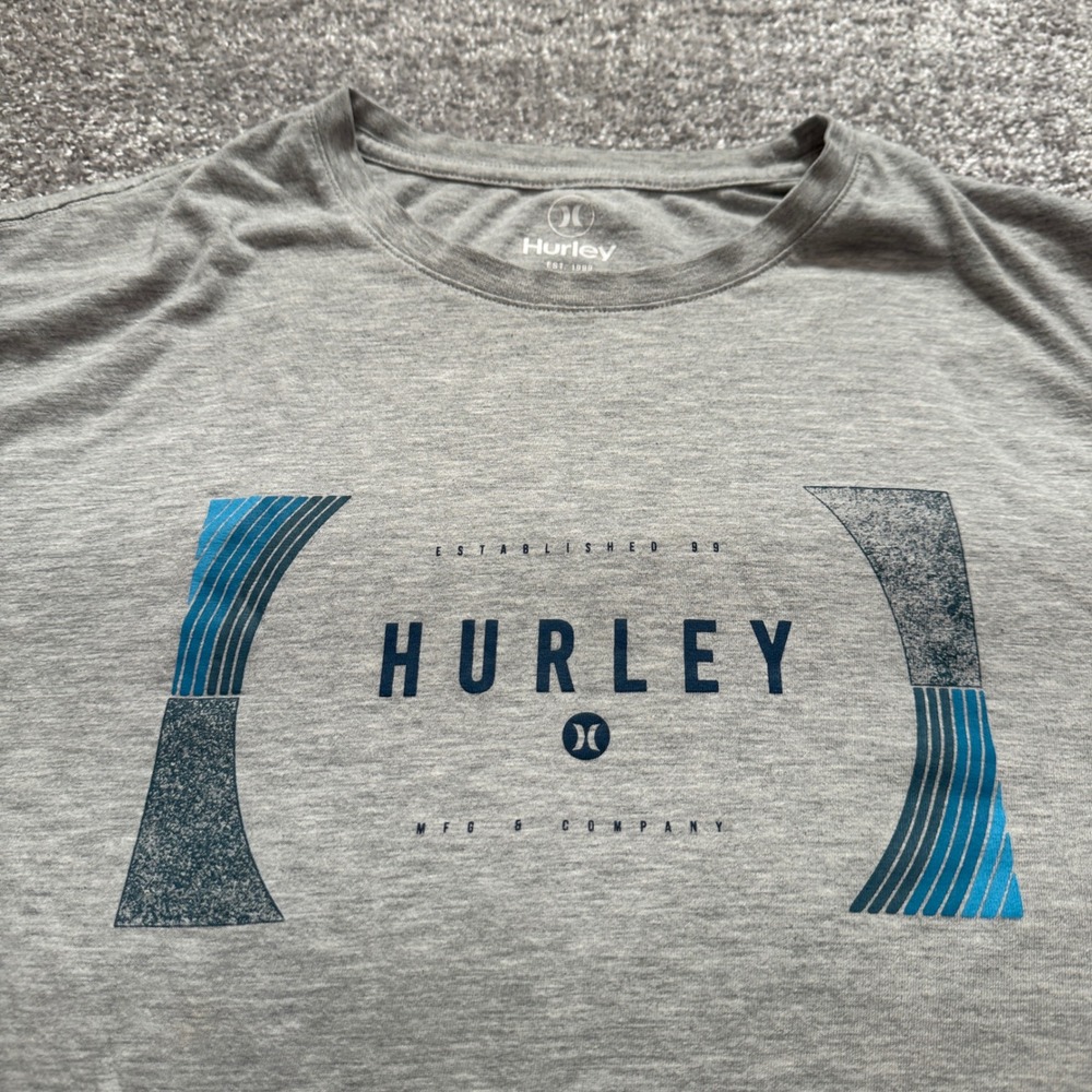 Hurley Shirt Mens Large Gray Graphic Cotton Surf Skate Streetwear Tee Y2K Skater